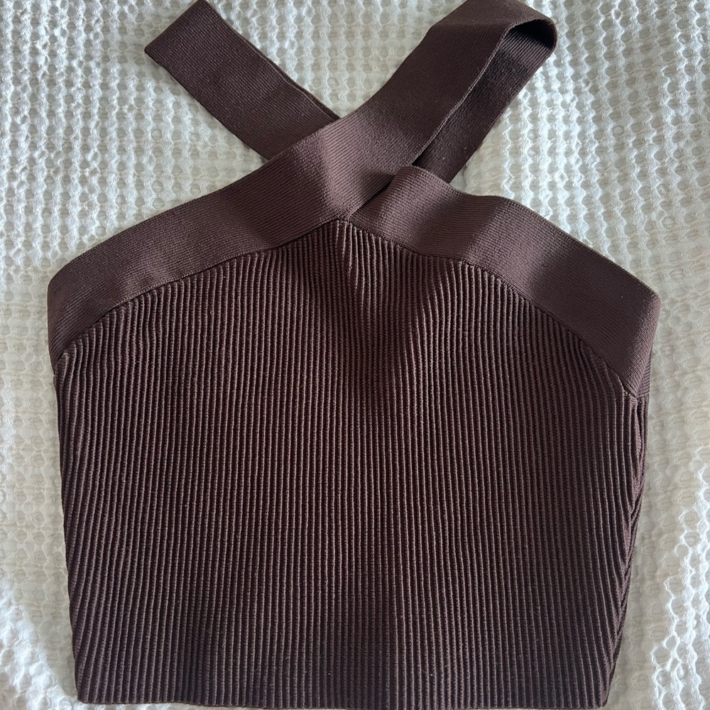 Aritzia Babaton Brown Crop Top
